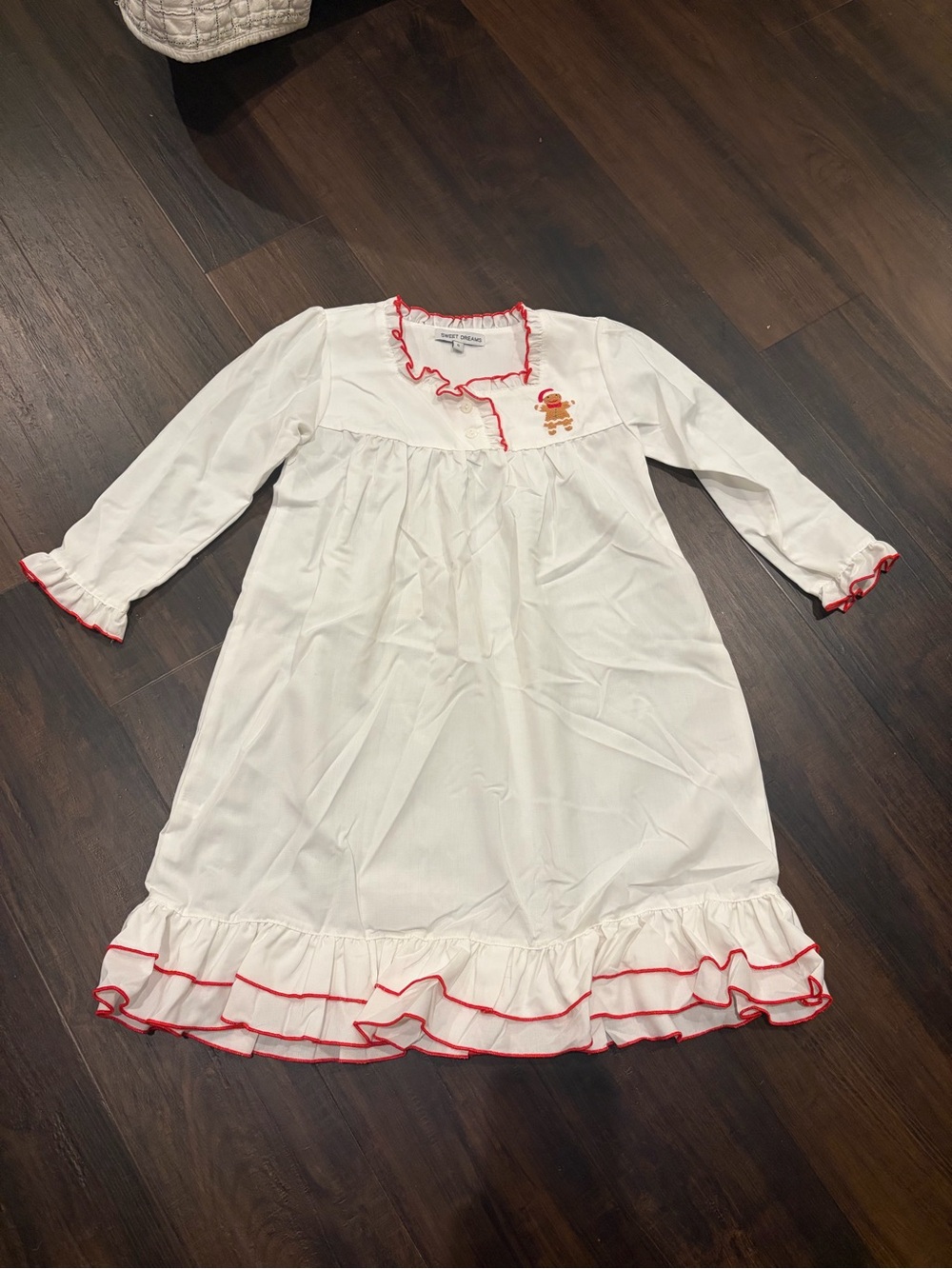 Sweet Dreams Gingerbread Nightgown Girls Size 6 Christmas